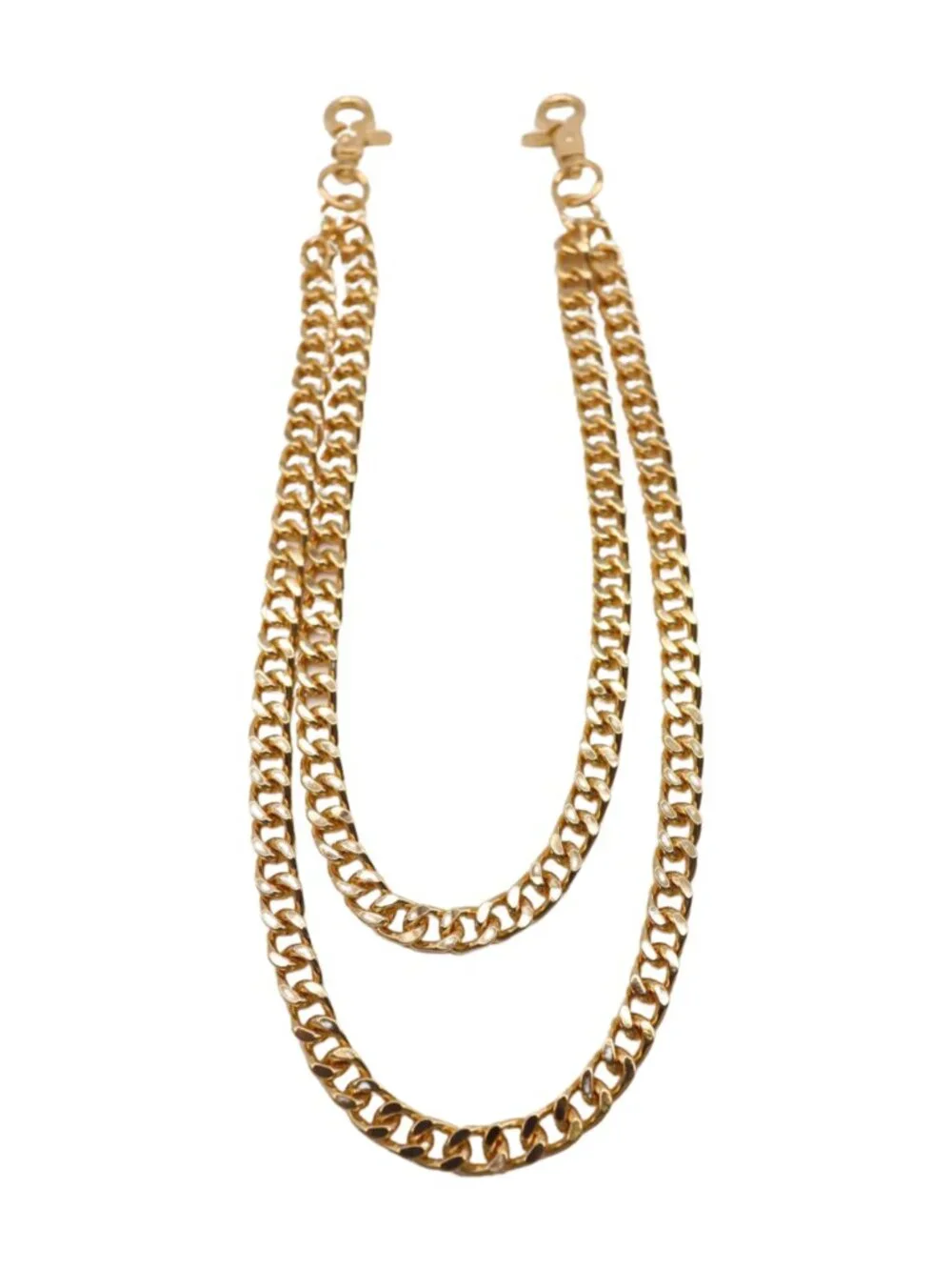 NEW Men Wallet Jeans Chain KeyChain Strong Gold Metal Links Biker 2 Strands